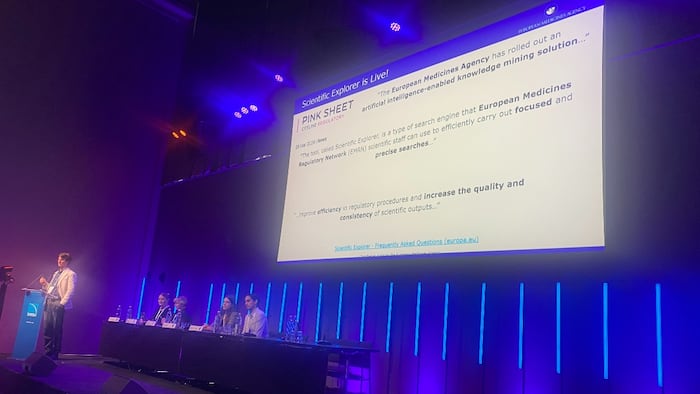 Florian Lasch speaking at the TOPRA Symposium 2024