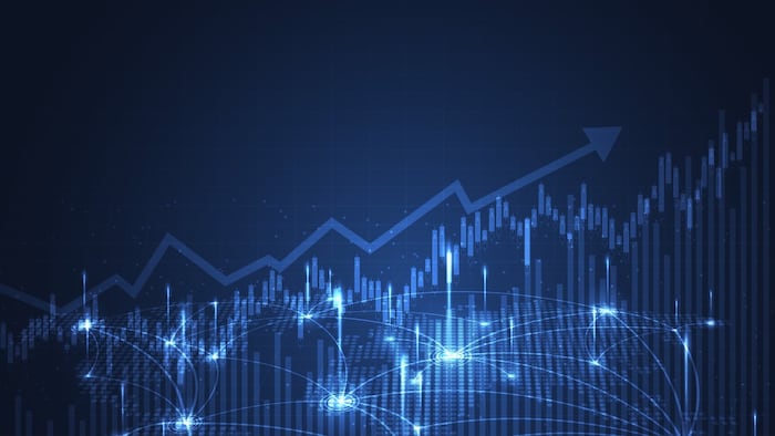 Charts and graphs in blue