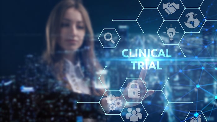 Clinical trial on computer screen