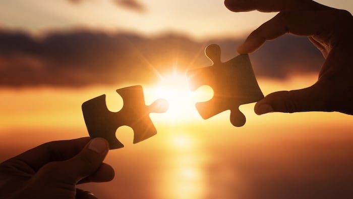 Jigsaw pieces sunset